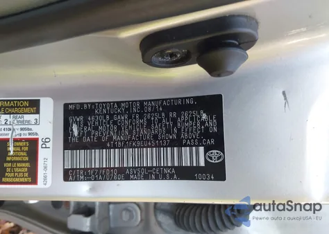 2014 Toyota Camry Le from USA, damaged, VIN 4T1BF1FK9EU451137